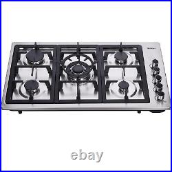 34 inch gas cooktop stainless steel 5 burners gas stovetop NG/LPG convertible