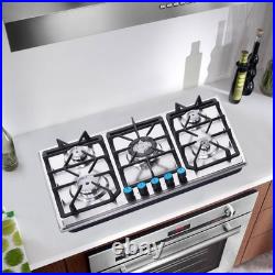 34Inch Gas Stove 5 Burner Top Built-in Stainless Steel Gas Cooktop NG/LPG Fuel