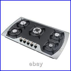 35.4 Gas Cooktop 5 Burners Stainless Steel Sealed Stove Tops Cooker Home Use
