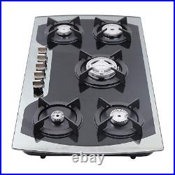 35.4 Gas Cooktop Stove Top 5-Burner Tempered Glass Built-In LPG/NG Gas Cooker