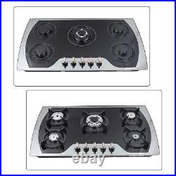 35.4 Gas Cooktop Stove Top 5-Burner Tempered Glass Built-In LPG/NG Gas Cooker