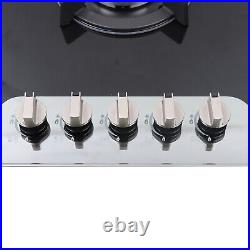 35.4 Gas Cooktop Stove Top 5-Burner Tempered Glass Built-In LPG/NG Gas Cooker