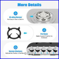 35.4 Gas Cooktop Stove Top 5 Burners Tempered Glass Built-In LPG/NG Gas Cooker