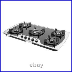35.4 Gas Cooktop Stove Top 5 Burners Tempered Glass Built-In LPG/NG Gas Cooker