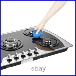 35.4 Gas Cooktop Stove Top 5 Burners Tempered Glass Built-In LPG/NG Gas Cooker