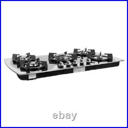 35.4 Gas Cooktop Stove Top 5 Burners Tempered Glass Built-In LPG/NG Gas Cooker