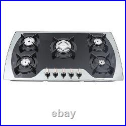 35.4 NG/LPG Gas Hob 5 Burners Built-in Stove Tempered Glass Cooker Cooktop Home