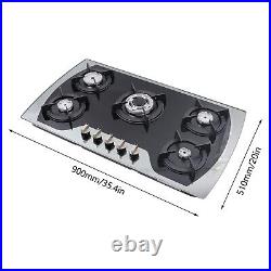 35 5-Burners Gas Stove Built-In Cooktop LPG / NG Stainless Steel Gas Hob Cooker