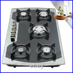 35 Gas Cooktop Stove Top 5 Burner Tempered Glass Built-In LPG/NG Gas Hob Cooker