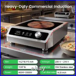 3500W 208V Induction Cooktop Commercial 3 Phase 24h Timer Electric Stove Large