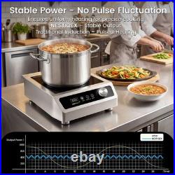 3500W 208V Induction Cooktop Commercial 3 Phase 24h Timer Electric Stove Large