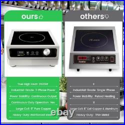3500W 208V Induction Cooktop Commercial 3 Phase 24h Timer Electric Stove Large