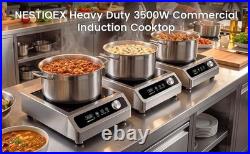 3500W 208V Induction Cooktop Commercial 3 Phase 24h Timer Electric Stove Large