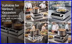 3500W 208V Induction Cooktop Commercial 3 Phase 24h Timer Electric Stove Large