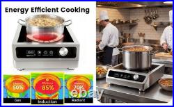 3500W 208V Induction Cooktop Commercial 3 Phase 24h Timer Electric Stove Large