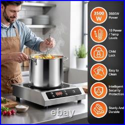 3500W Induction Cooker 14inch Commercial Electric Cooktop High Speed Heating New
