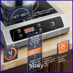 3500W Induction Cooker 14inch Commercial Electric Cooktop High Speed Heating New
