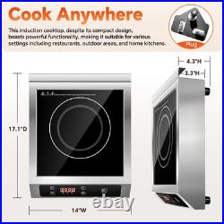3500W Induction Cooker 14inch Commercial Electric Cooktop High Speed Heating New