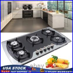 35Gas Cooktop Stove Top 5 Burners Tempered Glass Built-In LPG/NG Gas Hob Cooker