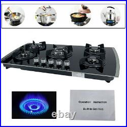 35In Built-In Gas Cooktop 5 Burners NG/LPG Convertible Stainless Steel Gas Stove