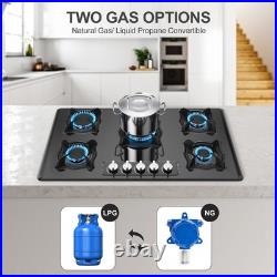 36, 5 Burner Gas Stove Top Built-in Propane Stove Stainless Steel, NG/LPG Dual