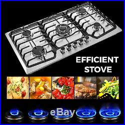 36 5 Burners Built-In Stove Top Gas Cooktop Iron Burner Kitchen Gas Cooking