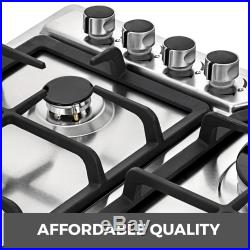 36 5 Burners Built-In Stove Top Gas Cooktop Iron Burner Natural Gas S. Steel
