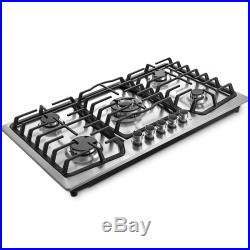 36 5 Burners Built-In Stove Top Gas Cooktop Iron Burner Natural Gas S. Steel