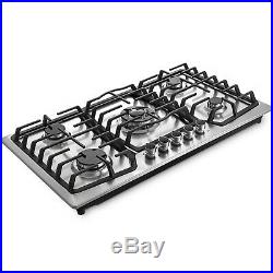 36 5 Burners Built-In Stove Top Gas Cooktop Kitchen Easy to Clean Gas Cooking