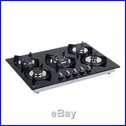36 Black Tempered Glass or Stainless Steel Stove Top Gas Cooktop