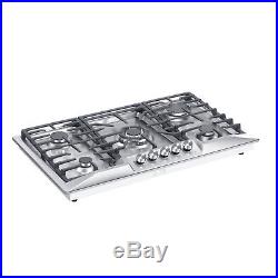 36 Black Tempered Glass or Stainless Steel Stove Top Gas Cooktop