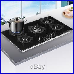 36 Built-In Black Tempered Glass NG LPG Gas Stove Cooktop with 4 Burners