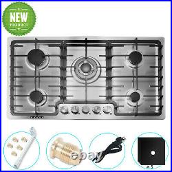 36 Built in Gas Cooktop 5 Burner Stainless Steel LPG/NG Gas hob Stove GasCooker