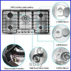 36 Built in Gas Cooktop 5 Burner Stainless Steel LPG/NG Gas hob Stove GasCooker