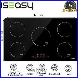 36'' Electric Stove 5 Burners Built-in Induction Cooker Glass Touch Timer 8600W