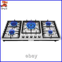36 Gas Cooktop 5 Burners Built-in Gas Stove Top NG/LPG Kitchen Cooker Hob New