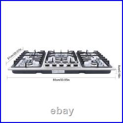 36 Gas Cooktop 5 Burners Built-in Gas Stove Top NG/LPG Kitchen Cooker Hob New