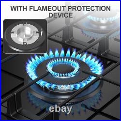 36 Gas Stove Built-in 5-Burner Gas Cooktop Tempered Gas Hob NG/LPG Convertible