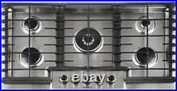 36 Gas Stove Cooktop 5 Italy Sabaf Burners Stainless made by LYCAN More durable