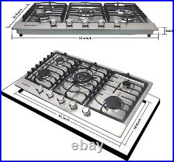 36 Gas Stove Cooktop with 5 Sealed Burners in Stainless Steel, Built-In Gas Sto