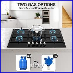 36 In Gas Stove 5 Burner Built-in Propane Gas Cooktop Gas Hob NG/LPG Convertible