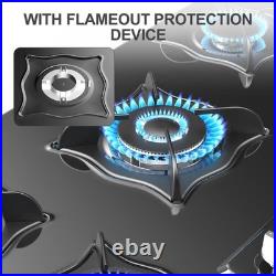 36 In Gas Stove 5 Burner Stainless Steel Natural Gas Cooktop NG/LPG Plug-in