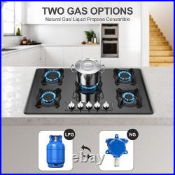 36 In Gas Stove 5 Burner Stainless Steel Natural Gas Cooktop NG/LPG Plug-in