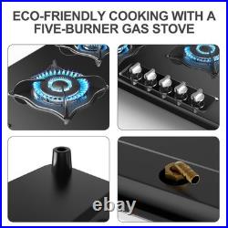 36 In Gas Stove 5 Burner Stainless Steel Natural Gas Cooktop NG/LPG Plug-in