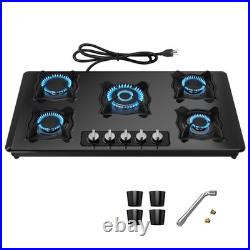 36 In Gas Stove 5 Burner Stainless Steel Natural Gas Cooktop NG/LPG Plug-in