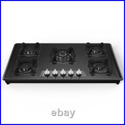 36 In Gas Stove 5 Burner Stainless Steel Natural Gas Cooktop NG/LPG Plug-in