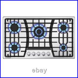 36 Inch 5 Burner Gas Stove Propane Stove Built-in Gas Cooktop NG/LPG Dual