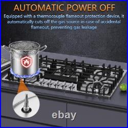 36 Inch 5 Burner Gas Stove Propane Stove Built-in Gas Cooktop NG/LPG Dual