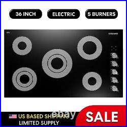 36 Inch Electric Ceramic Glass Cooktop 5 Surface Burners, Knobs (OPEN BOX)