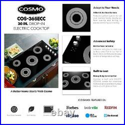 36 Inch Electric Ceramic Glass Cooktop 5 Surface Burners, Knobs (OPEN BOX)